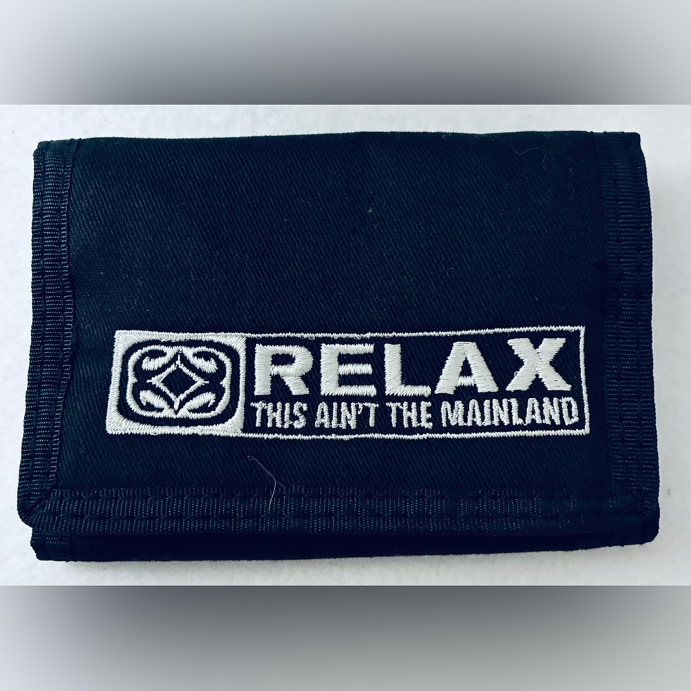 Men’s Black Wallet with White Embroidery